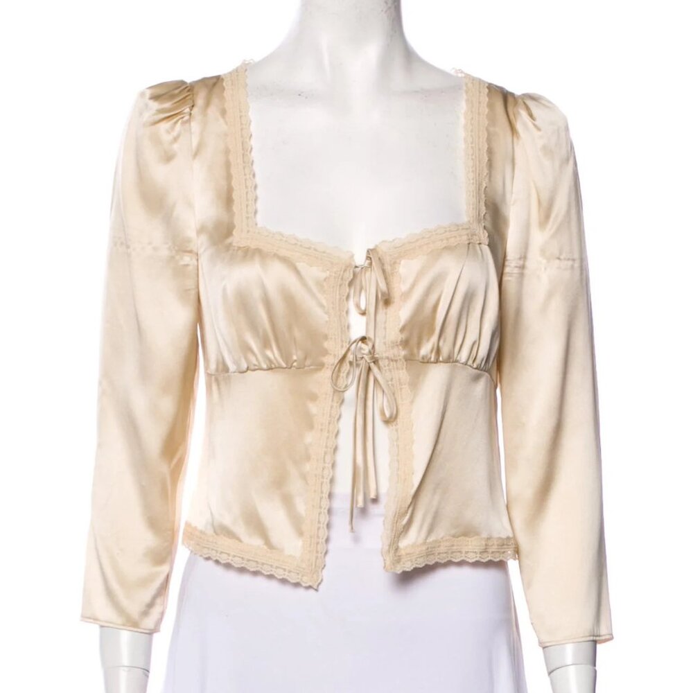 Reformation Silk Square Neckline Crop Top